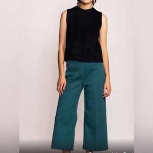 Pink Martini Cropped Nadia Pants Green Wide Leg Size XS